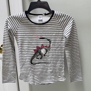 Deux Par Deux Striped Top with Sequin dinosaur NWT Size 10